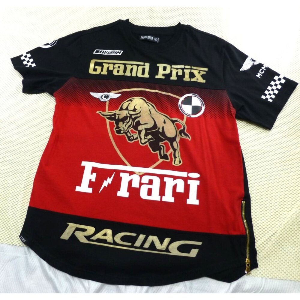 Grand Prix Racing Bull Graphic T-Shirt By Contender XL Red/Black Gold Details Zi